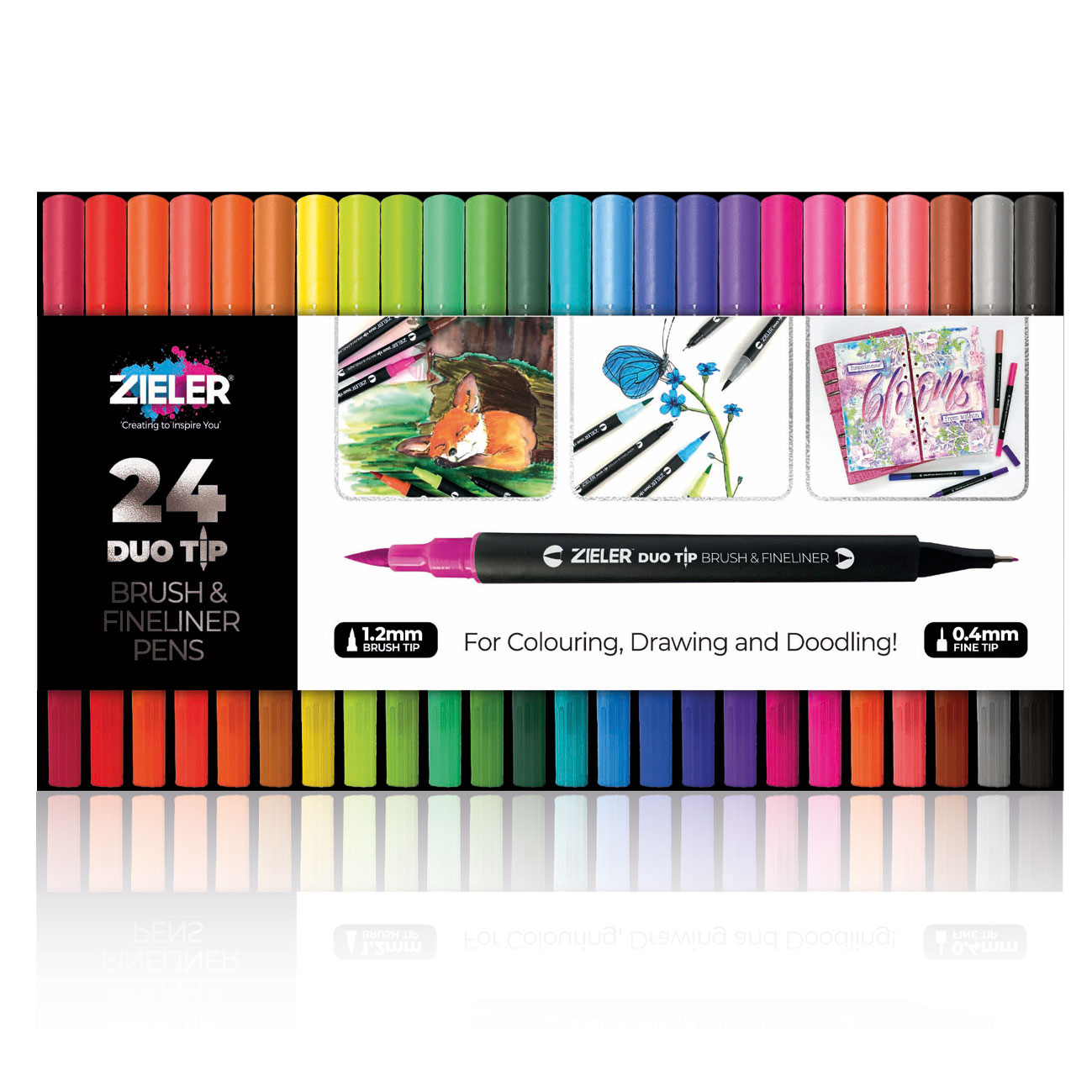 Fineliner And Brush Pens (Duo Tip, Set Of 24) - Zieler Art Supplies