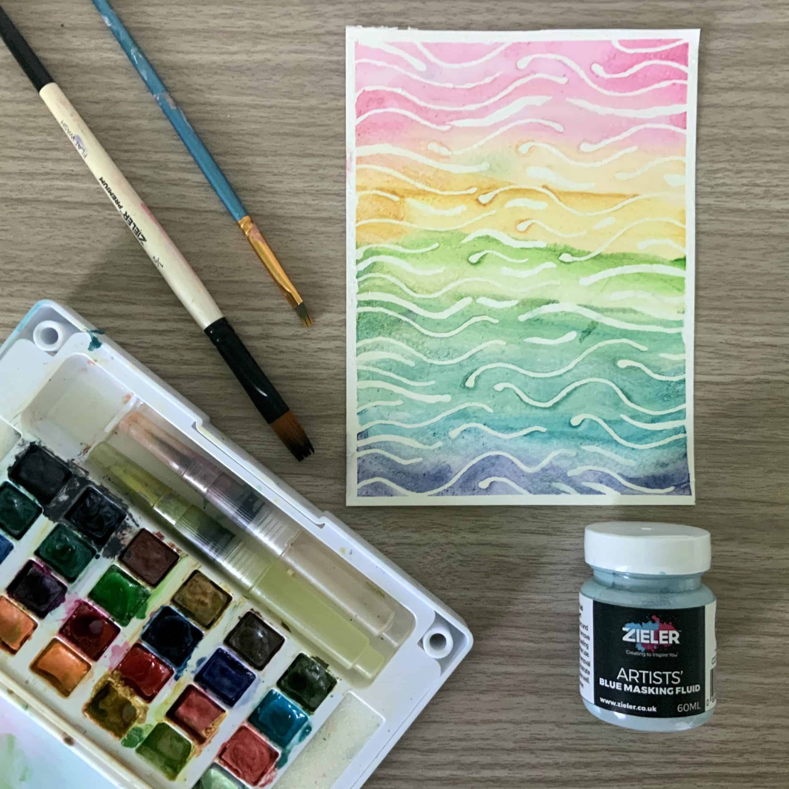 Playing with masking fluid : r/Watercolor