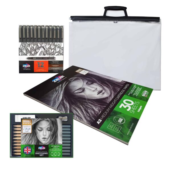 Definite Art Sketching Pencils Drawing Kit 42 Pcs with Zippered Carrying  Case (26 Pencil 6 Sticks 3 Stumps 3 Eraser 1 Sharpener 1 Sand Paper 1  Cutter 1 E0xtender 1 Carry Case) : Amazon.in: Home & Kitchen